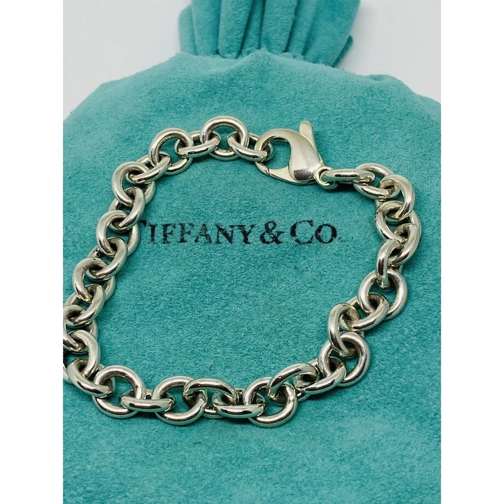 7.25” Tiffany & Co Sterling Silver Unisex Rolo Round Link Chain Bracelet